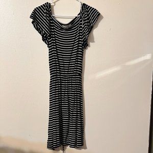 Loft Black and white Striped Dress, size M